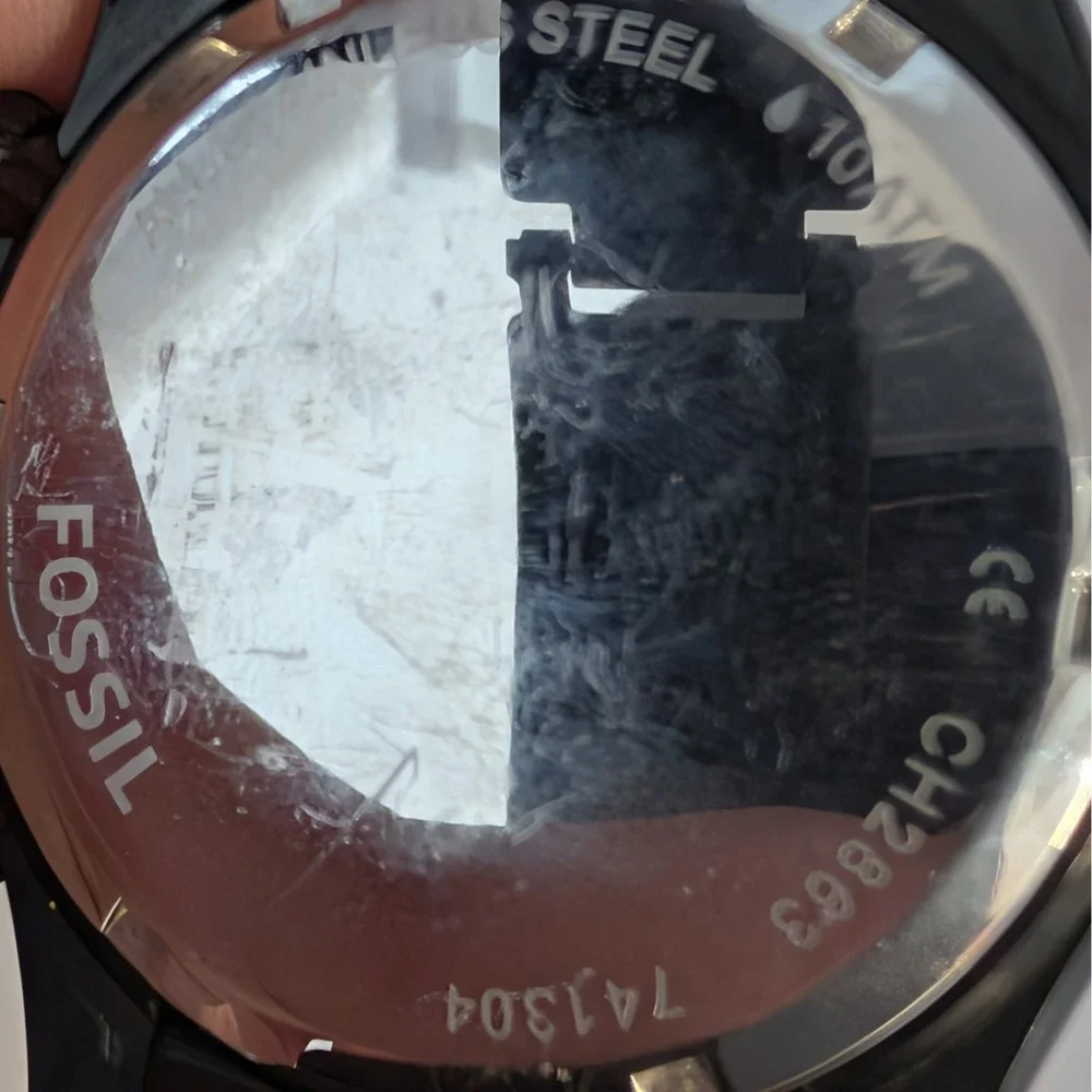 Fossil‎ CH2863 Black Chronograph Watch 44mm Date Steel Bracelet